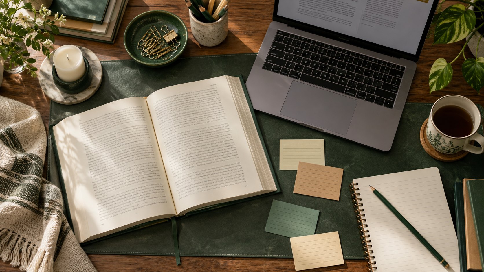 Imagined research desk with books and an evaluation worksheet; not documentary evidence of the study.