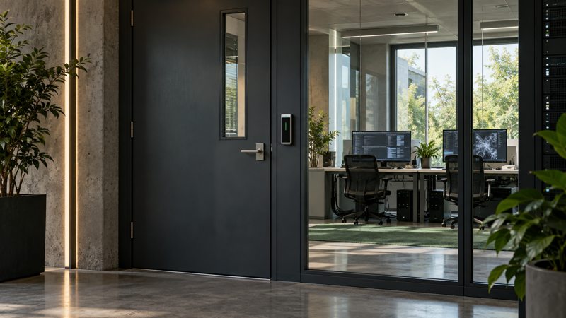 Illustrative secure computing laboratory entrance; not an actual Anthropic facility.