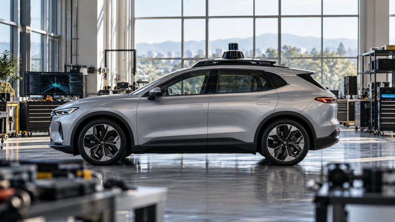 Imagined autonomous vehicle testing environment; not a Delta or NVIDIA product photograph.